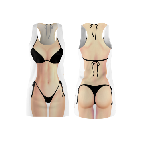 Bikini Body Dress | Black Bikini | Both Sides | Choose Skin Tone
