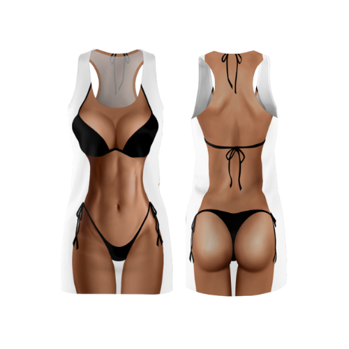 Bikini Body Dress | Black Bikini | Both Sides | Choose Skin Tone