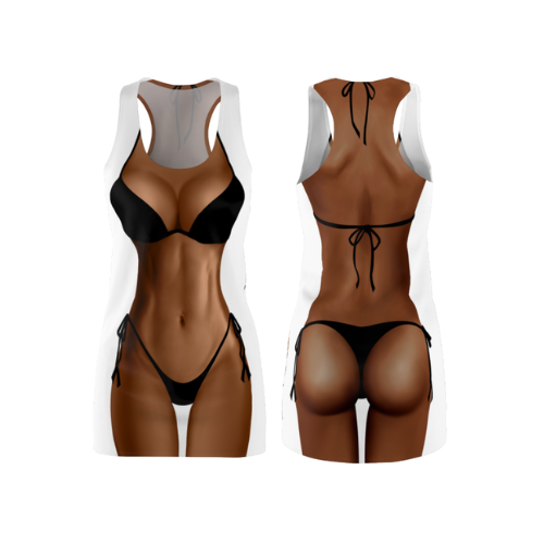 Bikini Body Dress | Black Bikini | Both Sides | Choose Skin Tone