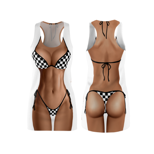 Bikini Body Dress | Checkered Bikini | Both Sides | Choose Skin Tone