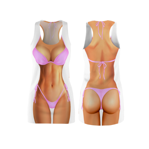 Bikini Body Dress | Light Pink Bikini | Both Sides | Choose Skin Tone