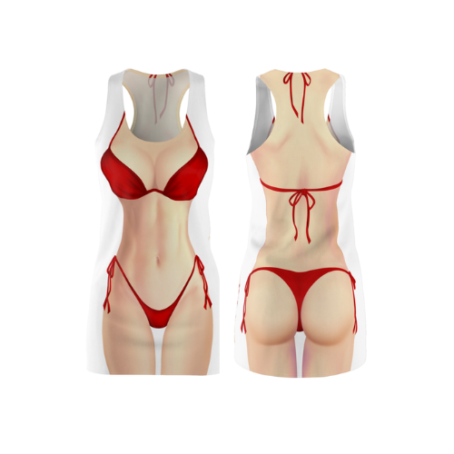 Bikini Body Dress | Red Bikini | Both Sides | Choose Skin Tone