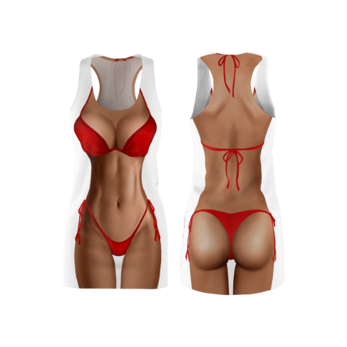 Bikini Body Dress | Red Bikini | Both Sides | Choose Skin Tone