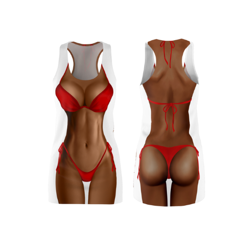 Bikini Body Dress | Red Bikini | Both Sides | Choose Skin Tone