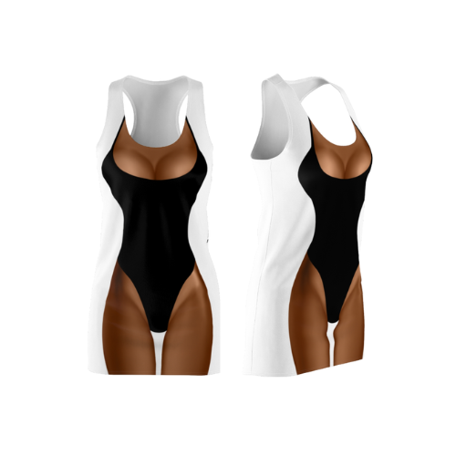 Bikini Body Dress | Black One Piece Bikini | Front Only | Choose Skin Tone