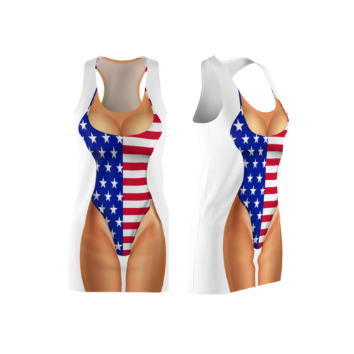 Bikini Body Dress | American Flag One Piece Bikini | Front Only | Choose Skin Tone