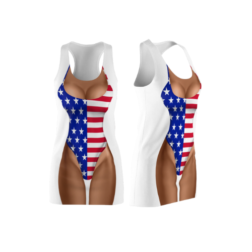 Bikini Body Dress | American Flag One Piece Bikini | Front Only | Choose Skin Tone
