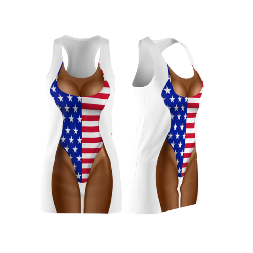Bikini Body Dress | American Flag One Piece Bikini | Front Only | Choose Skin Tone