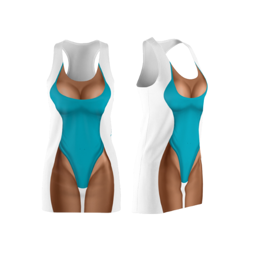 Bikini Body Dress | Turquoise One Piece Bikini | Front Only | Choose Skin Tone