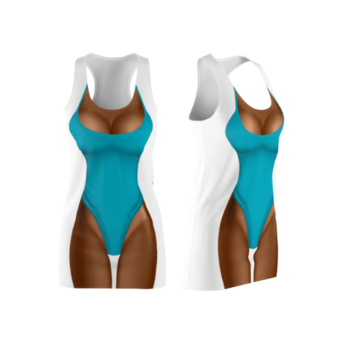 Bikini Body Dress | Turquoise One Piece Bikini | Front Only | Choose Skin Tone