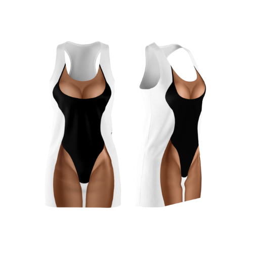 Bikini Body Dress | Black One Piece Bikini | Front Only | Choose Skin Tone