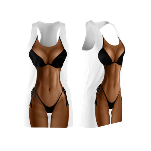 Bikini Body Dress | Black Bikini | Front Only | Choose Skin Tone