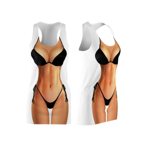 Bikini Body Dress | Black Bikini | Front Only | Choose Skin Tone