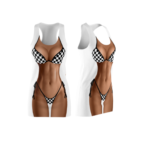 Bikini Body Dress | Checkered  Bikini | Front Only | Choose Skin Tone