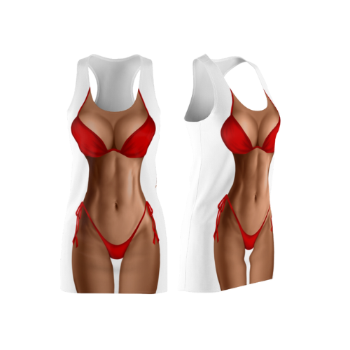 Bikini Body Dress | Red Bikini | Front Only | Choose Skin Tone