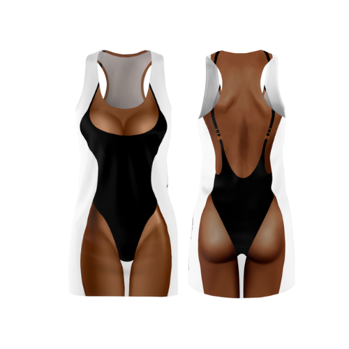 Bikini Body Dress | Black One Piece Bikini | Both Sides | Choose Skin Tone
