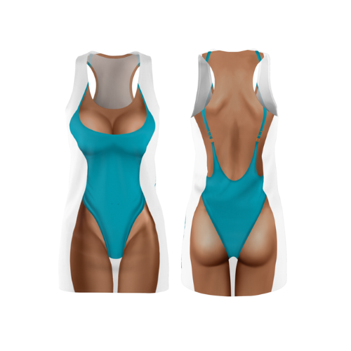 Bikini Body Dress | Turquoise One Piece Bikini | Both Sides | Choose Skin Tone