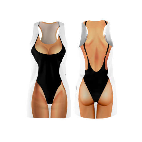 Bikini Body Dress | Black One Piece Bikini | Both Sides | Choose Skin Tone