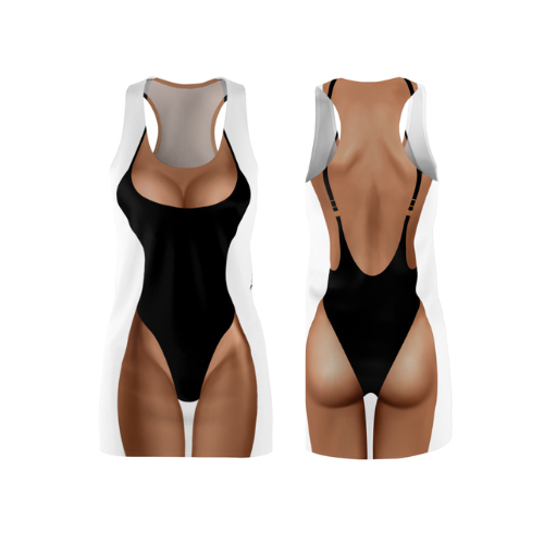 Bikini Body Dress | Black One Piece Bikini | Both Sides | Choose Skin Tone
